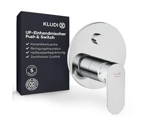 KLUDI - X1 robinet de douche encastré avec limiteur d'eau chaude, mitigeur pour 2 consommateurs, commutation du chemin d'eau par simple pression d'un bouton, chrome, accessoires nécessaires Kludi