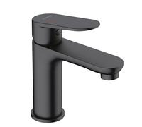 KLUDI - X1 robinet de lavabo noir mat, économiseur d'eau, taille M, hauteur d'écoulement 95 mm, cartouche en céramique, mitigeur lavabo avec tuyaux de raccordement, démarrage à froid
