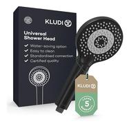 KLUDI-X3 Douchette anti calcaire avec 3 types de jets, douchette économisant l'eau en option (standard 15l/min, option 9 l/min), douchette à main (Ø11,7 cm), noir mat
