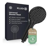KLUDI-X3 Douchette universale 1 jet, anti calcaire facile à nettoyer, douchette économisant l'eau en option(standard 15l/min, option 9 l/min), douchette à main (Ø11,7 cm), noir mat