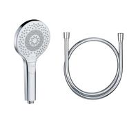 KLUDI-X3 Douchette universale avec flexible, Ø11,7 cm avec 3 types de jets, douchette économisant l'eau en option (standard 15 l/m, option 9 l/min) flexible de douche 1,6 m