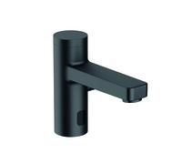 KLUDI ZENTA SL E Robinetterie de lavabo électronique, hauteur de bec 75mm, avec manette de sélection de la température, alimentation secteur, 3820039, Couleur: noir mat