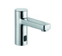 KLUDI ZENTA SL E Robinetterie de lavabo électronique, hauteur de bec 75mm, avec poignée de sélection de température, alimentation par pile, 3810005, Couleur: chrome
