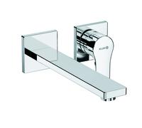 KLUDI ZENTA SL Mitigeur monocommandé mural encastré pour lavabo à deux trous, saillie 230mm, rosace en deux parties, chrome, 482450565