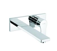 KLUDI ZENTA SL Mitigeur monocommandé mural encastré pour lavabo à deux trous, saillie 230mm, rosace monobloc, chrome, 482480565