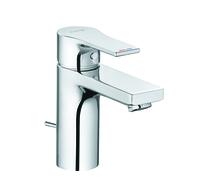KLUDI ZENTA SL Mitigeur monocommandé pour lavabo, hauteur de bec 100mm, 3.8 l/min, avec garniture d'écoulement en métal, chrome, 482900565WR5