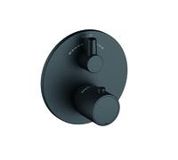 KLUDI ZENTA SL Mitigeur thermostatique encastré pour bain et douche, pour 2 consommateurs, avec inverseur en tant que robinet rotatif, 388103945, Couleur: noir mat
