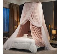 KLUFO Rideau de lit à baldaquin pour Filles et Adultes, Luxueux Rideaux de lit à Double Couche Auvents Filet, moustiquaire de rêve, Dentelle de Princesse à dôme Rond