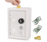 Kluis pour économies - Coffre-fort pour enfants - Pour économiser de l'argent - Avec serrure à code - 18 x 12 x 10 cm - Blanc