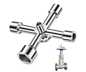 Kluz Clé triangulaire 5 voies pour compteur d'eau et poteaux d'arrêt, clé triangulaire universelle de 7 à 13 mm e valve en forme de croix pour tuyau d'eau, poubelles e chauffage, compteur