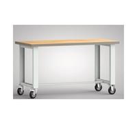 KLW Lutz Établi B1500xI700xP840mm hêtre multiplex gris clair, roulettes fixes et pivotantes VG D125mm Quantité:1