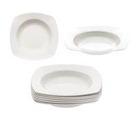 KM · Living Lot de 6 assiettes creuses réutilisables en plastique blanc crème 20 cm (fabriquées en Allemagne/incassables/sans bisphénol A/passent au lave-vaisselle et au micro-ondes)