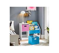 SoBuy KMB76-F Bibliothèque pour enfants Étagère pour enfants avec boîtes Étagère de rangement pour enfants Étagère à jouets Meubles de chambre d'enfant blanc LHT env. 80x61x30cm