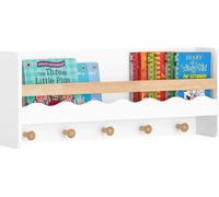 KMB78-W, garde-robe pour enfants avec armoire, étagère & bibliothèque, étagère murale avec crochets, blanc
