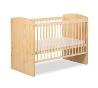 KMbaby Lit Bébé K2 Bois Naturel 120 x 60 cm avec Sommier À Lattes Lit Bébé 3 Niveaux Réglable en Hauteur - Naturelbois de Pin et MDF