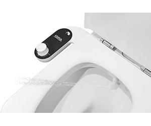 KMINA Bidet Toilette WC Portable Non Électrique, Pulvérisateur, Noir | Douchette à Jet Réglable, Eau Froide, Longueur 80 cm, Buse Autonettoyante, Panneau de Commande, Plastique