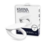 KMINA Rehausseur WC Toilette Adulte 5 cm, Abattant Duroplast Amorti, Blanc | Fermeture Douce, Entraxe des Fixations de 7,5 à 17,5 cm à Vérifier, Vis et Tampons Caoutchouc, Pose sans Adhésif