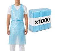 KMINA Tablier Plastique Jetable Adulte, Imperméable (Bleu) (1000 pcs) | Polyéthylène LDPE 0,02 mm, 107 X 69 cm, Sans Latex, Encolure Large et Liens au Dos, Usage Unique, Hygiène Professionnelle