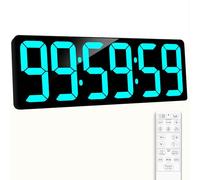 KMMKGG Grande horloge murale numérique avec télécommande, compte à rebours de 43,7 cm, affichage LED, grande horloge numérique automatique DST pour chambre à coucher, cuisine, salon, bureau, salle de