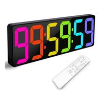 KMMKGG Grande horloge murale numérique avec télécommande, compte à rebours de 43,7 cm, affichage LED, grande horloge numérique automatique DST pour chambre à coucher, cuisine, salon, bureau, salle de