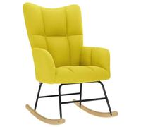 KMTNERVG Chaise à bascule jaune clair, polyester, bois, métal | Rembourrage épais, accoudoirs, mouvement de balançoire doux, pour salon, salle à manger