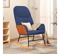 KMTNERVG Chaise à bascule rembourrée en tissu bleu | Accoudoirs en cuir synthétique, construction robuste, fauteuil de relaxation, 1 pièce