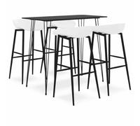 KMTNERVG Ensemble de bar 5 pièces noir et blanc, table debout avec 4 | Plateau de table en MDF, cadre en métal revêtu par pulvérisation, siège en polypropylène, charge jusqu'à 110 kg