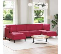 KMTNERVG Ensemble de meubles de salon en velours rouge bordeaux 6 pièces avec coussin de caisse, rembourrage en mousse, siège rembourré en velours et contreplaqué, ergonomique et moderne avec espace