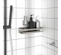 KMTNERVG Étagère de douche - 30 x 10 x 6 cm - En acier inoxydable brossé 304 - Auto-adhésive - Montage sans perçage ou avec vis - Support pour cabine de douche et salle de bain