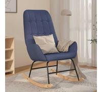 KMTNERVG Fauteuil à bascule en tissu bleu avec accoudoirs | Rembourrage épais, robuste, relaxant, confortable pour le salon
