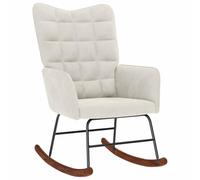 KMTNERVG Fauteuil à bascule en velours crème avec accoudoirs | Cadre en contreplaqué stable, construction en métal, assise rembourrée épaisse, pieds en bois, longs rails de balançoire