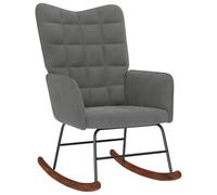 KMTNERVG Fauteuil à bascule en velours gris foncé avec accoudoirs | Cadre en métal contreplaqué stable, assise rembourrée épaisse, pieds en bois, longs rails de balançoire