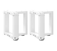 KMTNERVG Lot de 2 pieds de table basse en forme de T Blanc 30 x 25 cm en acier revêtu par pulvérisation avec pieds de nivellement réglables