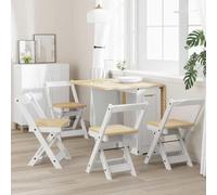 KMTNERVG Lot de 4 chaises de salle à manger pliantes blanches en pin avec repose-pieds, chaises en bois robustes pour cuisine, salle à manger et salon, faciles d'entretien et peu encombrantes