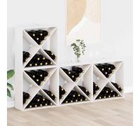 KMTNERVG Lot de 4 étagères à vin en pin massif Blanc 62 x 25 x 62 cm | Rectangulaire, plusieurs compartiments, design modulaire, pour cuisine et salon, montage facile