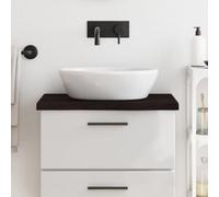 KMTNERVG Plateau de lavabo en bois massif - 60 x 60 x 2-4 cm - Marron foncé - Bords naturels fabriqués à la main - Traité avec vernis foncé - Polyvalent comme plateau de table ou étagère
