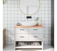 KMTNERVG Plateau de lavabo en bois massif chêne marron clair 100 x 50 x 2 cm traité laqué avec bord naturel fait à la main pour salle de bain
