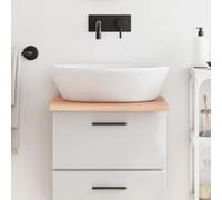 KMTNERVG Plateau de lavabo en bois massif marron clair 40 x 50 x 2 cm en bois de chêne traité laqué fait à la main avec bord naturel, polyvalent comme étagère ou plateau de table