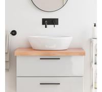KMTNERVG Plateau de lavabo en chêne massif avec bord naturel, fait à la main, 80 x 50 x (2-6) cm, traité laqué, marron moyen, polyvalent comme étagère, bureau, plateau de table