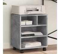 KMTNERVG Table d'imprimante avec roulettes - 41 x 32 x 48 cm - Gris béton - Étagère pour imprimante avec 2 roulettes verrouillables - En bois solide - Organiseur multifonction pour bureau, dossiers