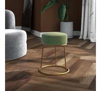 KMTNERVG Tabouret rond en velours vert moutarde avec cadre en fer élégant, tabouret élégant pour couloir et salon, classique, peu encombrant et confortable