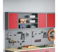 KMUNGDWG Armoire à outils en acier avec étagère 50 x 20 x 55 cm, rouge et gris, design industriel - étagères en acier réglables et système de verrouillage à came sécurisé pour garder l'ordre dans