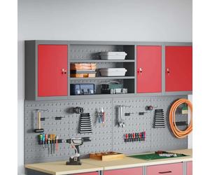 KMUNGDWG Armoire à outils en acier avec étagère 50 x 20 x 55 cm, rouge et gris, design industriel - étagères en acier réglables et système de verrouillage à came sécurisé pour garder l'ordre dans