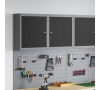 KMUNGDWG Armoire à outils en acier avec étagères réglables, noir et gris, 50 x 20 x 55 cm, avec système de verrouillage à came et design industriel en acier et bois