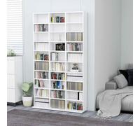 KMUNGDWG Armoire CD blanche 102 x 23 x 177,5 cm en bois | 30 compartiments ouverts, robuste et durable, polyvalent comme armoire de classement ou bibliothèque