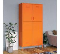 KMUNGDWG Armoire orange 90 x 50 x 180 cm en acier | 4 étagères réglables, tringle à vêtements, durable, facile à nettoyer