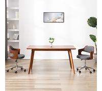 KMUNGDWG Chaise de bureau pivotante grise en bois de buisson et tissu, réglable en hauteur avec vérin à gaz, 5 roulettes, dossier et siège pour soulager la pression, max 110 kg, ajout élégant pour le