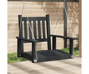 KMUNGDWG Chaise suspendue de jardin avec chaînes métalliques en bois de sapin massif laqué noir, résistant aux intempéries et durable pour terrasse, véranda ou parc. Dossier ergonomique réglable