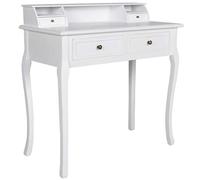 KMUNGDWG Coiffeuse blanche avec deux compartiments latéraux et deux grands tiroirs, style moderne pour chambre ou dressing, pieds incurvés élégants, fabriquée en bois.