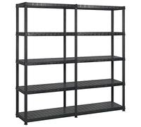 KMUNGDWG Étagère de rangement avec 5 étagères - Noir - 170 x 40 x 185 cm - En plastique - Polyvalente comme bibliothèque, étagère décorative ou étagère pour plantes - Robuste et facile à nettoyer